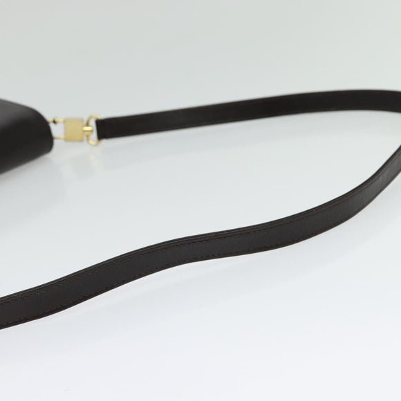 CELINE Shoulder Bag Leather Brown Gold Auth ep10103