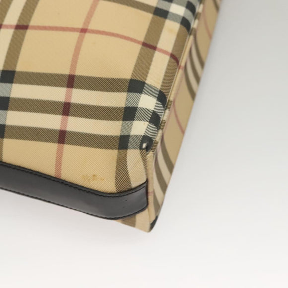 BURBERRY Nova Check Shoulder Bag PVC Beige Silver Auth ep10120