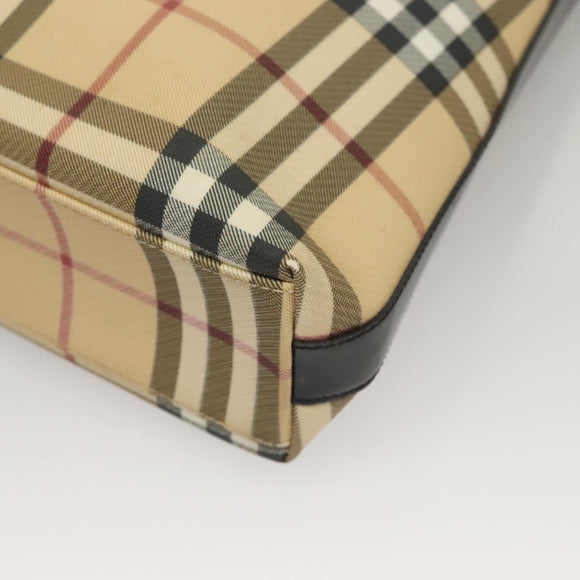 BURBERRY Nova Check Shoulder Bag PVC Beige Silver Auth ep10120