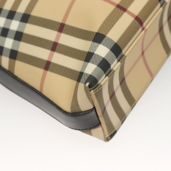 BURBERRY Nova Check Shoulder Bag PVC Beige Silver Auth ep10120