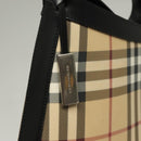 BURBERRY Nova Check Shoulder Bag PVC Beige Silver Auth ep10120-10