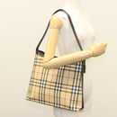BURBERRY Nova Check Shoulder Bag PVC Beige Silver Auth ep10120-21