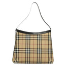 BURBERRY Nova Check Shoulder Bag PVC Beige Silver Auth ep10120-2