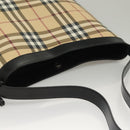 BURBERRY Nova Check Shoulder Bag PVC Beige Silver Auth ep10120-7