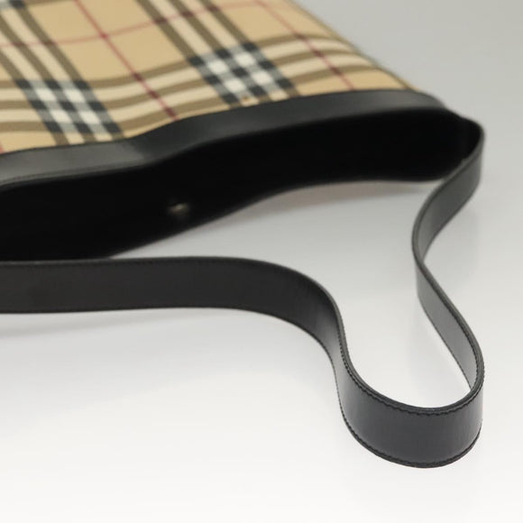 BURBERRY Nova Check Shoulder Bag PVC Beige Silver Auth ep10120