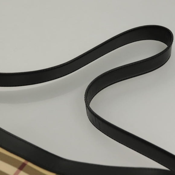 BURBERRY Nova Check Shoulder Bag PVC Beige Silver Auth ep10120