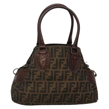 FENDI Zucca Canvas Hand Bag Black Brown Auth ep10140