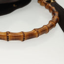 GUCCI Bamboo Hand Bag Leather 2way Black Gold 001 1577 Auth ep10141-7