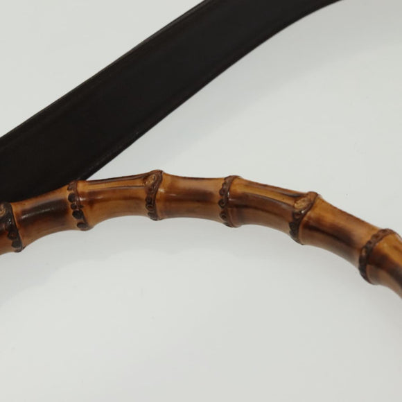 GUCCI Bamboo Hand Bag Leather 2way Black Gold 001 1577 Auth ep10141