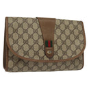 GUCCI GG Supreme Web Sherry Line Clutch Bag PVC Beige Red 89 01 030 Auth ep10148-1