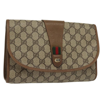 GUCCI GG Supreme Web Sherry Line Clutch Bag PVC Beige Red 89 01 030 Auth ep10148