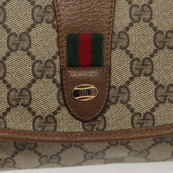 GUCCI GG Supreme Web Sherry Line Clutch Bag PVC Beige Red 89 01 030 Auth ep10148
