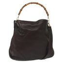 GUCCI Bamboo Hand Bag Leather 2way Gold Black 001 2123 1577 Auth ep10149-1
