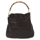 GUCCI Bamboo Hand Bag Leather 2way Gold Black 001 2123 1577 Auth ep10149-2