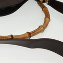 GUCCI Bamboo Hand Bag Leather 2way Gold Black 001 2123 1577 Auth ep10149-7