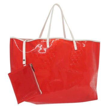 FENDI Zucchino Tote Bag Vinyl Red White Auth ep10155