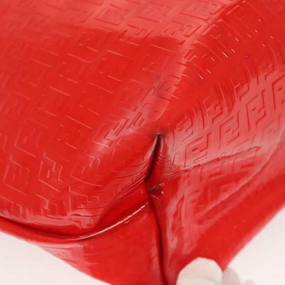 FENDI Zucchino Tote Bag Vinyl Red White Auth ep10155