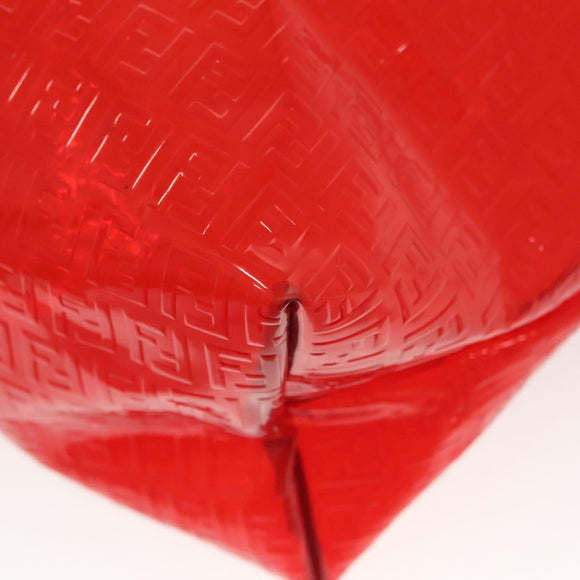 FENDI Zucchino Tote Bag Vinyl Red White Auth ep10155