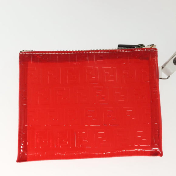 FENDI Zucchino Tote Bag Vinyl Red White Auth ep10155