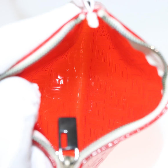 FENDI Zucchino Tote Bag Vinyl Red White Auth ep10155