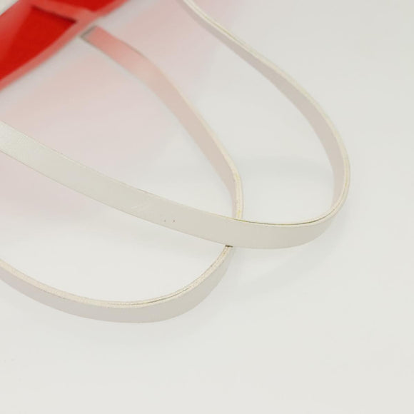 FENDI Zucchino Tote Bag Vinyl Red White Auth ep10155