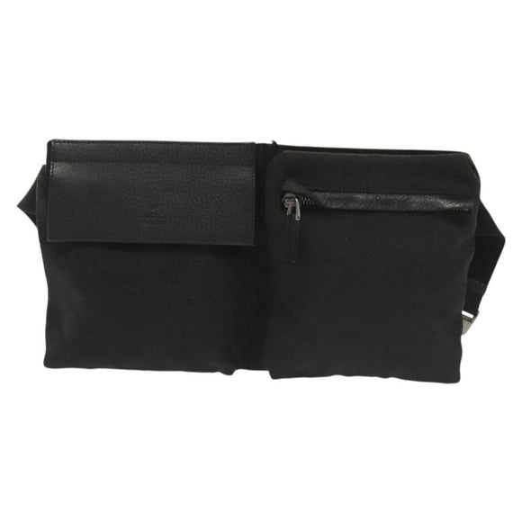 GUCCI GG Canvas Body Bag Black Silver 28566 Auth ep10174