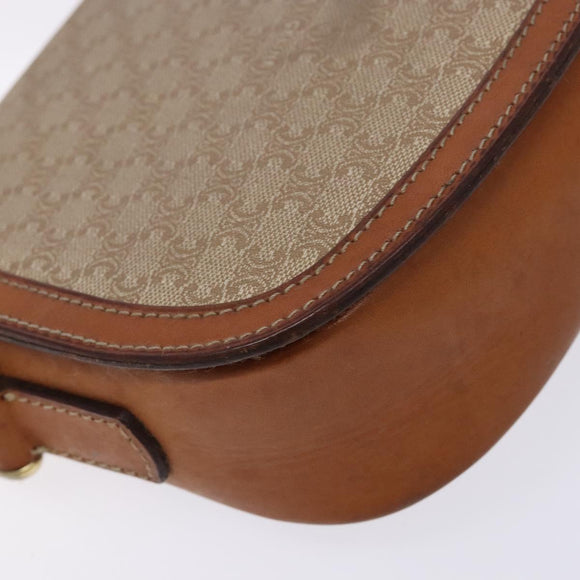 CELINE Macadam Canvas Shoulder Bag Beige Gold Auth ep10178