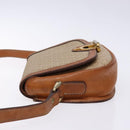 CELINE Macadam Canvas Shoulder Bag Beige Gold Auth ep10178-4