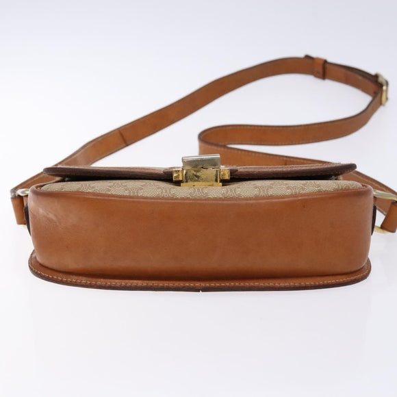 CELINE Macadam Canvas Shoulder Bag Beige Gold Auth ep10178