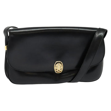 CELINE Shoulder Bag Leather Black Gold Auth ep10179
