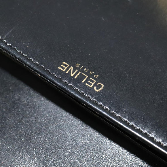 CELINE Shoulder Bag Leather Black Gold Auth ep10179