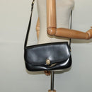 CELINE Shoulder Bag Leather Black Gold Auth ep10179-23