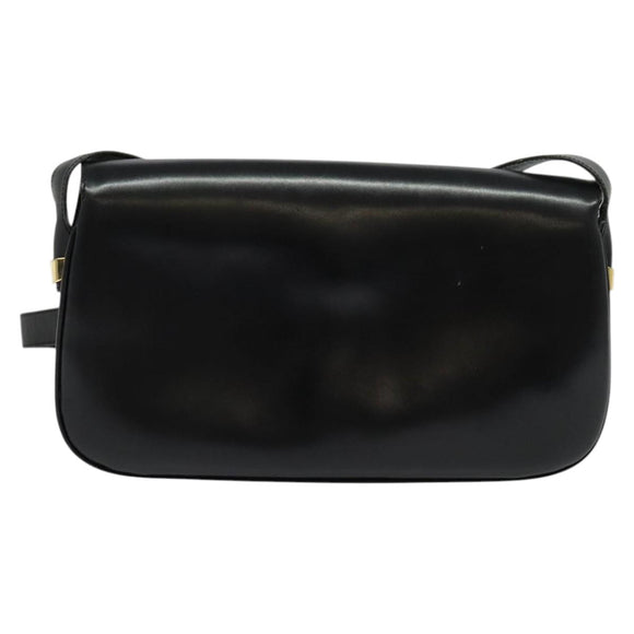 CELINE Shoulder Bag Leather Black Gold Auth ep10179