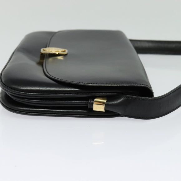 CELINE Shoulder Bag Leather Black Gold Auth ep10179