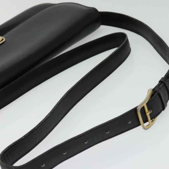 CELINE Shoulder Bag Leather Black Gold Auth ep10179