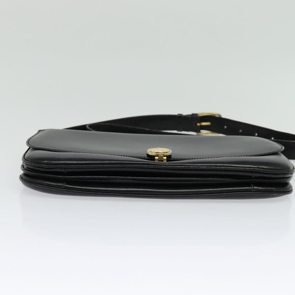 CELINE Shoulder Bag Leather Black Gold Auth ep10179