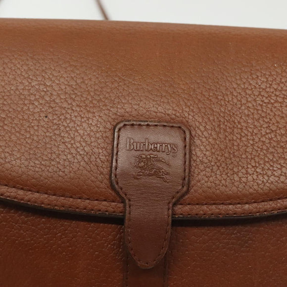 Burberrys Shoulder Bag Leather Gold Brown Auth ep10183