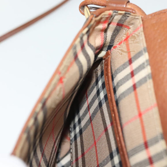 Burberrys Shoulder Bag Leather Gold Brown Auth ep10183