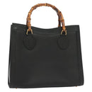 GUCCI Bamboo Hand Bag Leather Black Gold 002 2122 0260 Auth ep10191-1