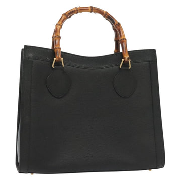 GUCCI Bamboo Hand Bag Leather Black Gold 002 2122 0260 Auth ep10191