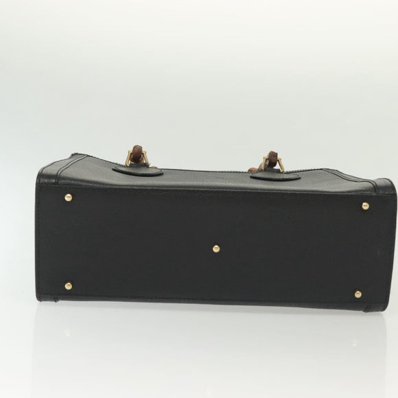 GUCCI Bamboo Hand Bag Leather Black Gold 002 2122 0260 Auth ep10191