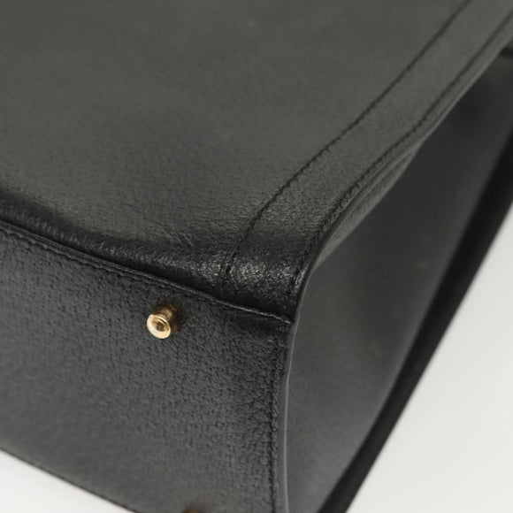 GUCCI Bamboo Hand Bag Leather Black Gold 002 2122 0260 Auth ep10191