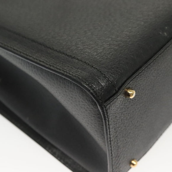 GUCCI Bamboo Hand Bag Leather Black Gold 002 2122 0260 Auth ep10191