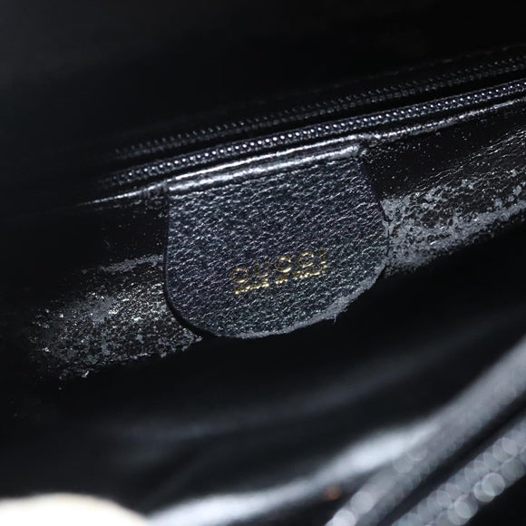 GUCCI Bamboo Hand Bag Leather Black Gold 002 2122 0260 Auth ep10191