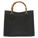 GUCCI Bamboo Hand Bag Leather Black Gold 002 2122 0260 Auth ep10191-13