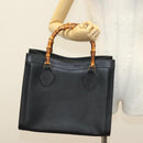 GUCCI Bamboo Hand Bag Leather Black Gold 002 2122 0260 Auth ep10191-25