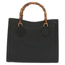 GUCCI Bamboo Hand Bag Leather Black Gold 002 2122 0260 Auth ep10191-2