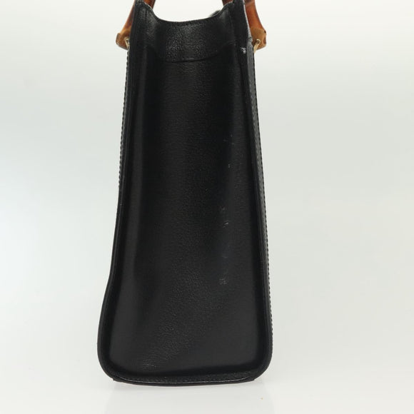 GUCCI Bamboo Hand Bag Leather Black Gold 002 2122 0260 Auth ep10191