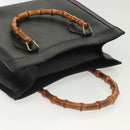 GUCCI Bamboo Hand Bag Leather Black Gold 002 2122 0260 Auth ep10191-7