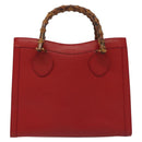 GUCCI Bamboo Hand Bag Leather Red Gold 002 2865 0260 Auth ep10194-2
